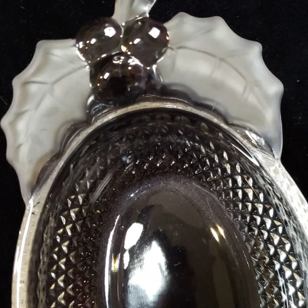 Small Crystal Cut Glass Holly Berries Candy Dish